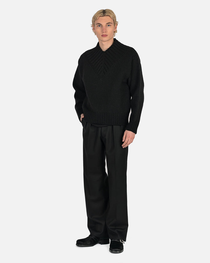 Jil Sander Men's Sweater Wool Mohair Sweater in Black