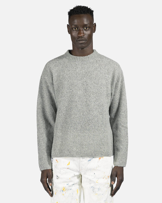 John Elliott mens sweater Wool Powder Knit Crewneck in Grey