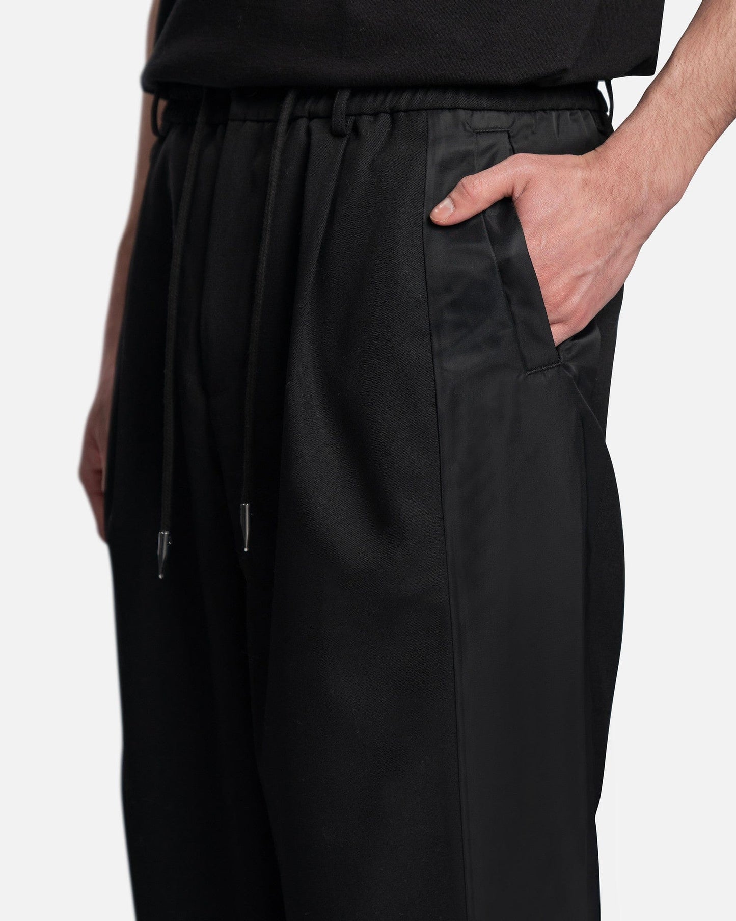 Feng Chen Wang Men's Pants Wool Straight Leg Trousers in Black