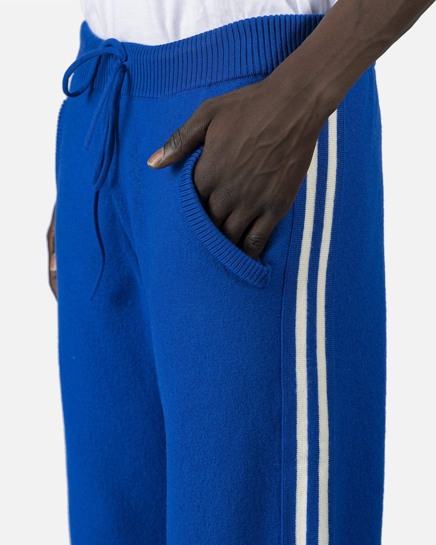Maison Margiela Men's Pants Wool Track Pants in Blue/White