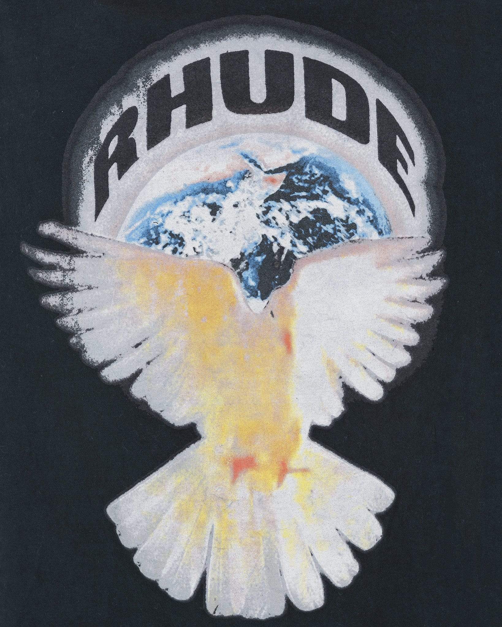 Rhude Men's T-Shirts World Dove Tee in Black