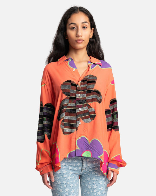 ERL Women Tops Woven Floral Shirt in Orange