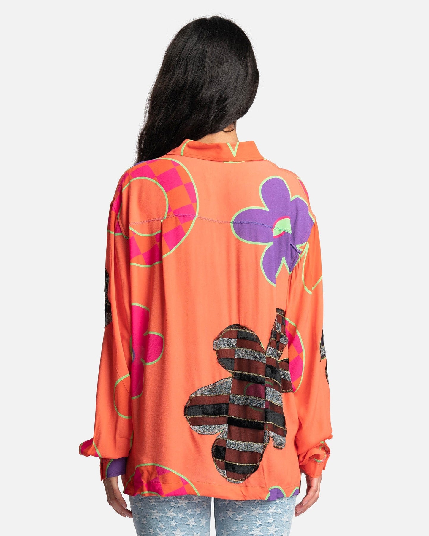ERL Women Tops Woven Floral Shirt in Orange