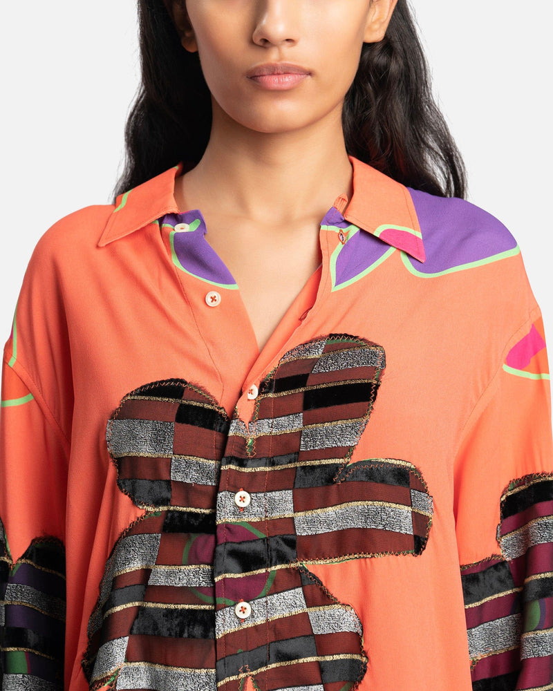 ERL Women Tops Woven Floral Shirt in Orange