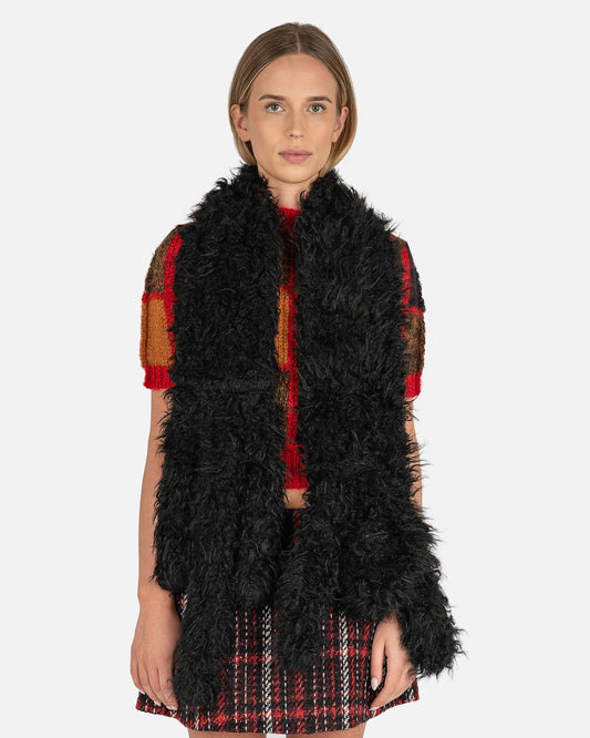 Marni Scarves Woven Plush Animal Scarf in Black