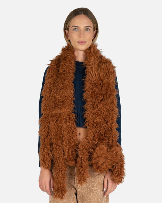 Marni Scarves Woven Plush Animal Scarf in Earth of Sienna