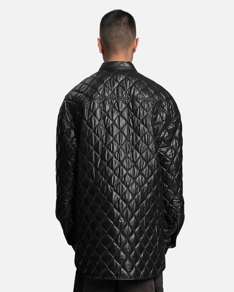 Juun.J Men's Shirts Woven Quilted Shirt in Black