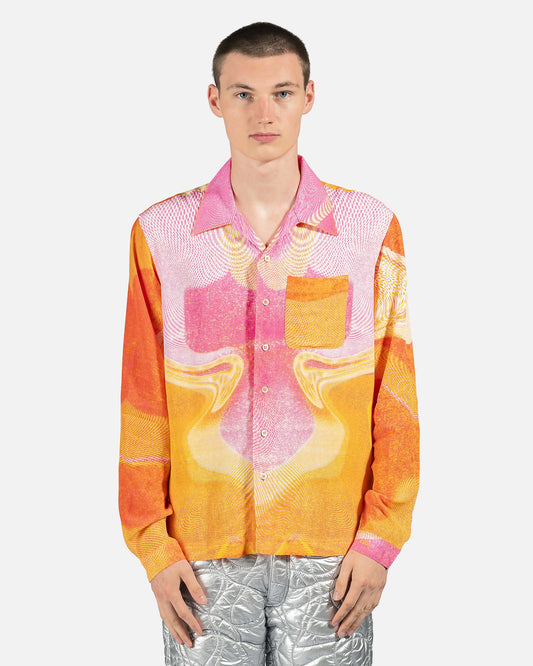 ERL Men's Shirts Woven Shirt in Pink/Orange