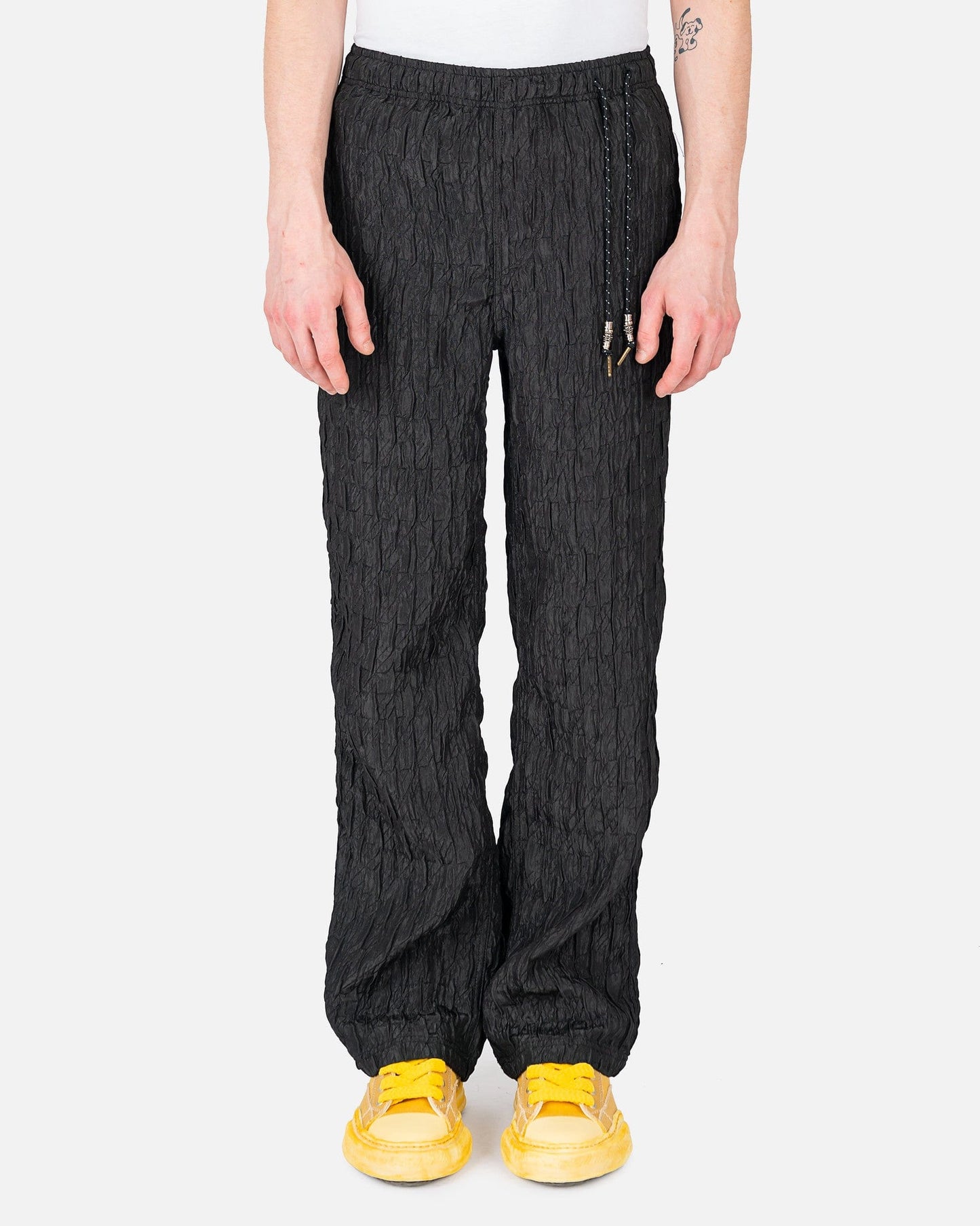Andersson Bell Men's Pants Wrinkle Embroidery Track Pants in Black
