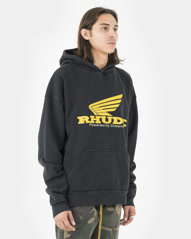 Rhude Men's Sweatshirts Yellow Rhonda Hoodie in Black