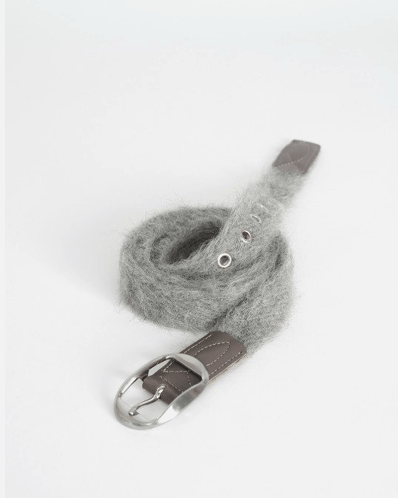Our Legacy Leather Goods Yukio Mohair Belt in Grey