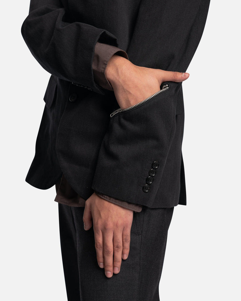 Comme des Garcons Homme Deux Men's Jackets Zip Detailing Single Breasted Blazer in Charcoal Grey