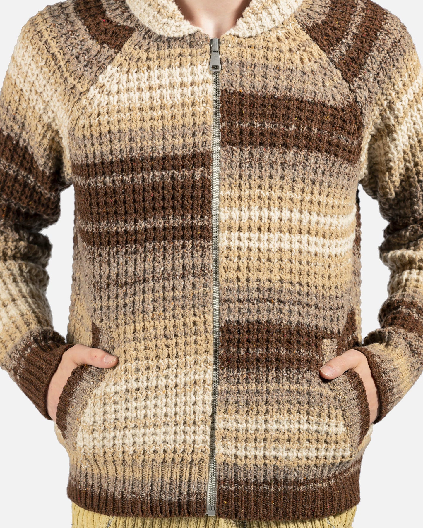 ERL mens sweater Zip Knit Sweater in Brown