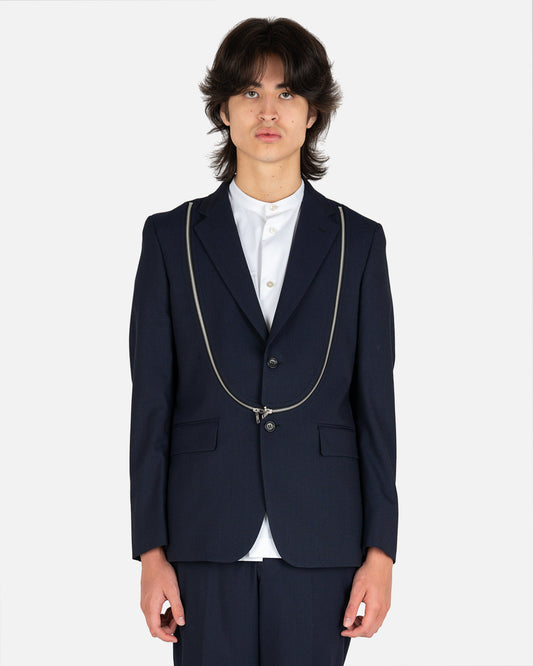 Comme des Garcons Homme Deux Men's Jackets Zipped Detailed Blazer in Navy