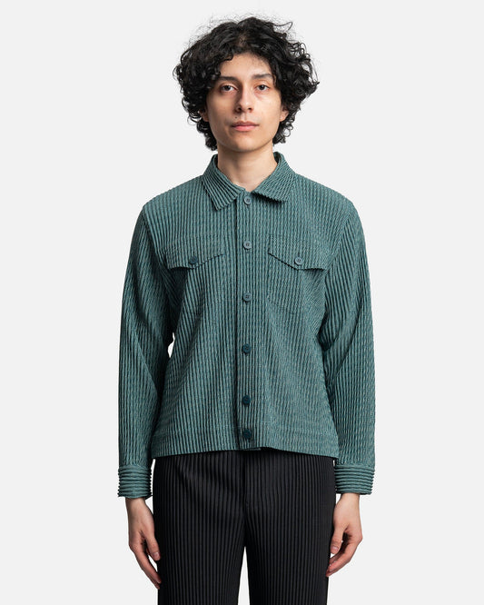 Homme Plissé Issey Miyake Men's Jackets Zipper Chain Jacket in Green